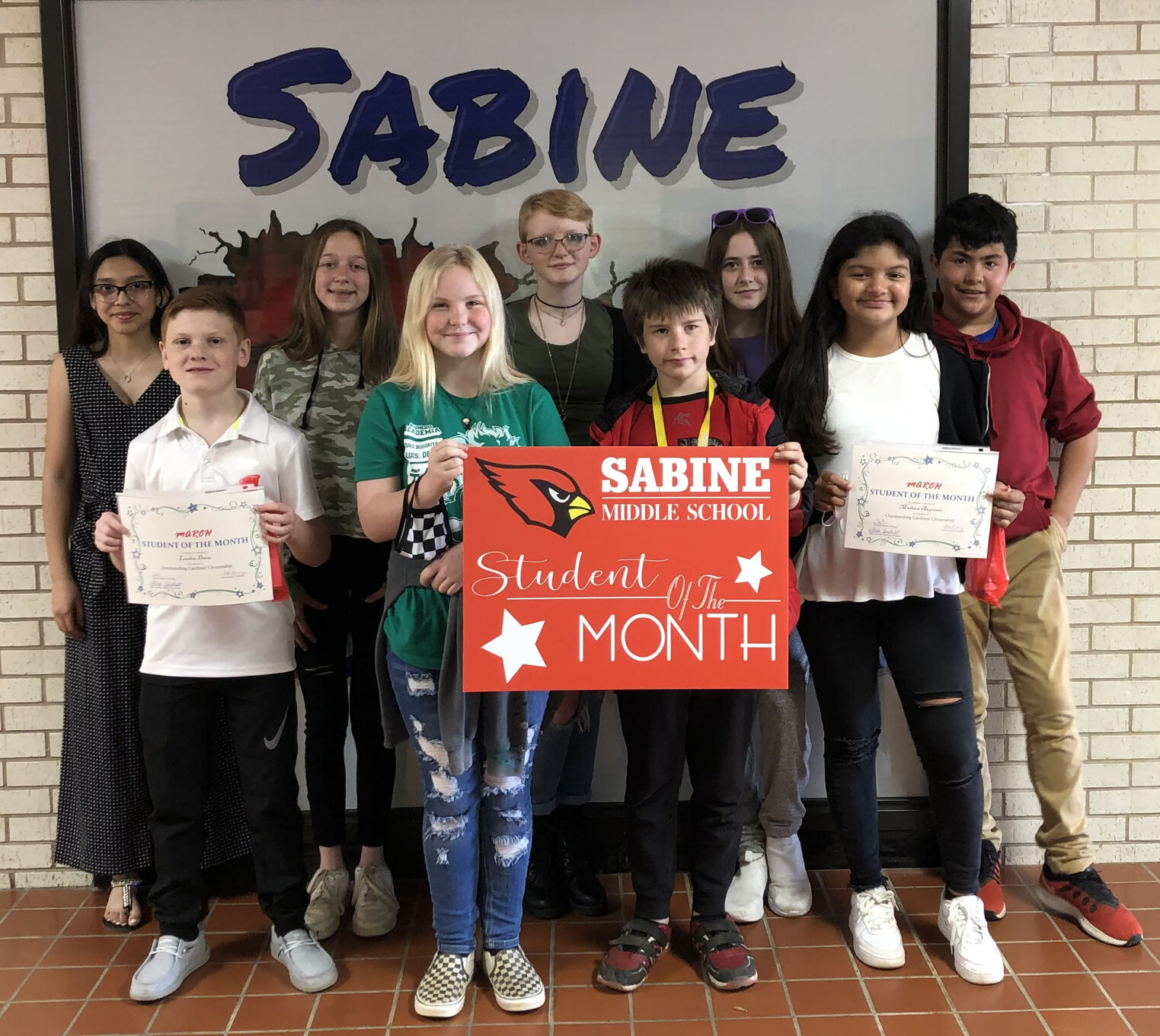 Sabine Middle School announces students of the month